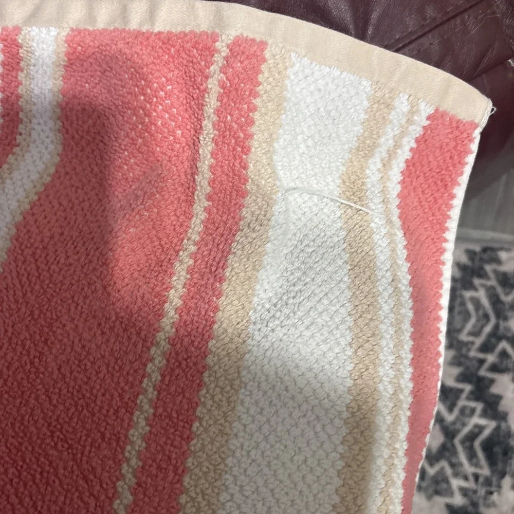 NAUTICA LAKEVIEW CORAL & TAN WHITE STRIPE 4 Piece HAND Cloth &‎ Bath Beach Towel